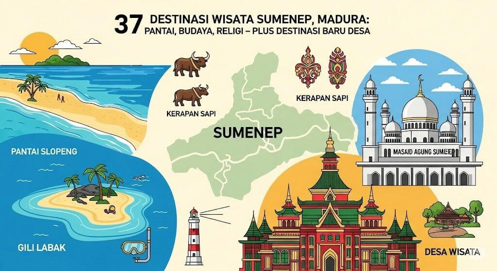 37 Destinasi Wisata Sumenep, Madura: Pantai, Budaya, Religi—Plus Destinasi Baru Desa