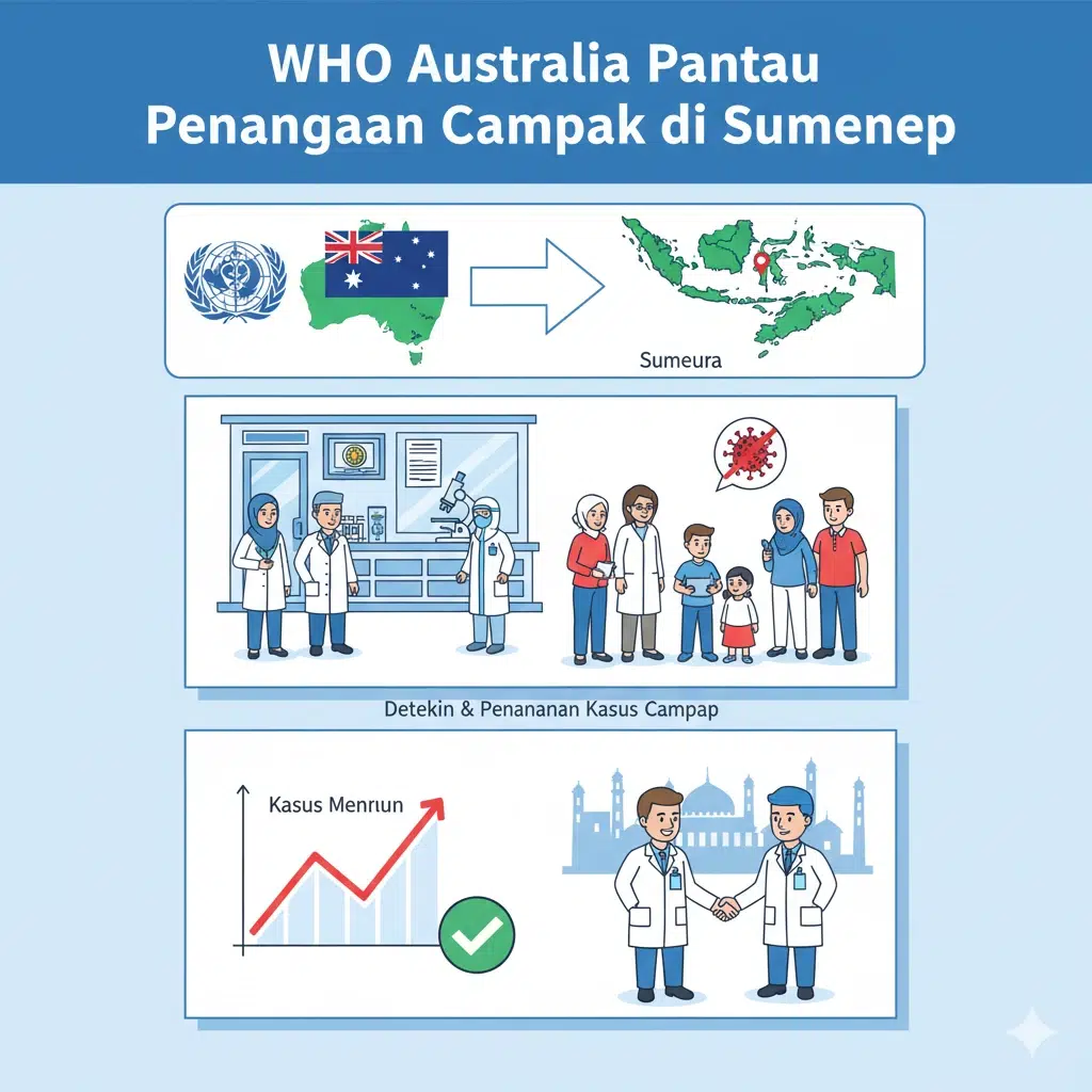 KLB Campak Sumenep 2025: WHO Australia Pantau, Cakupan Vaksin 70% dan Digenjot