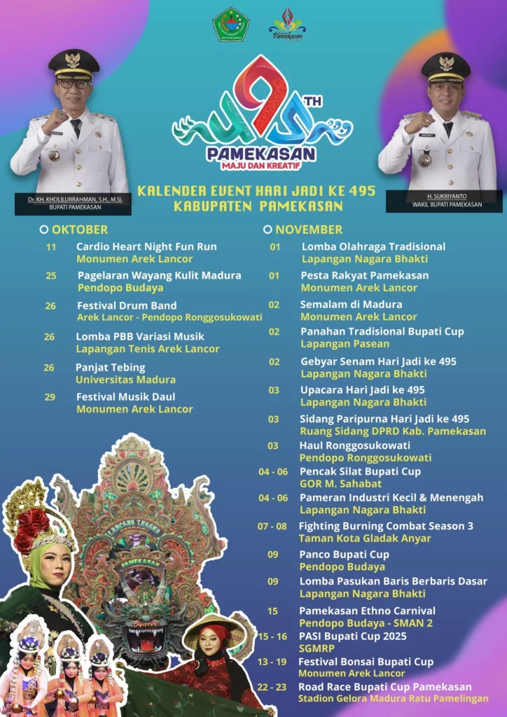 Kalender Event Hari Jadi ke‑495 Kabupaten Pamekasan 2025