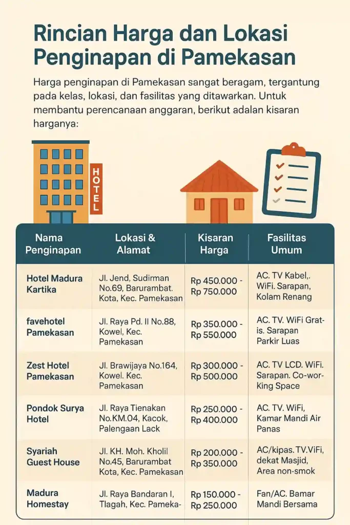 Daftar hotel dan penginapan di Pamekasan beserta harga, lokasi, dan fasilitas