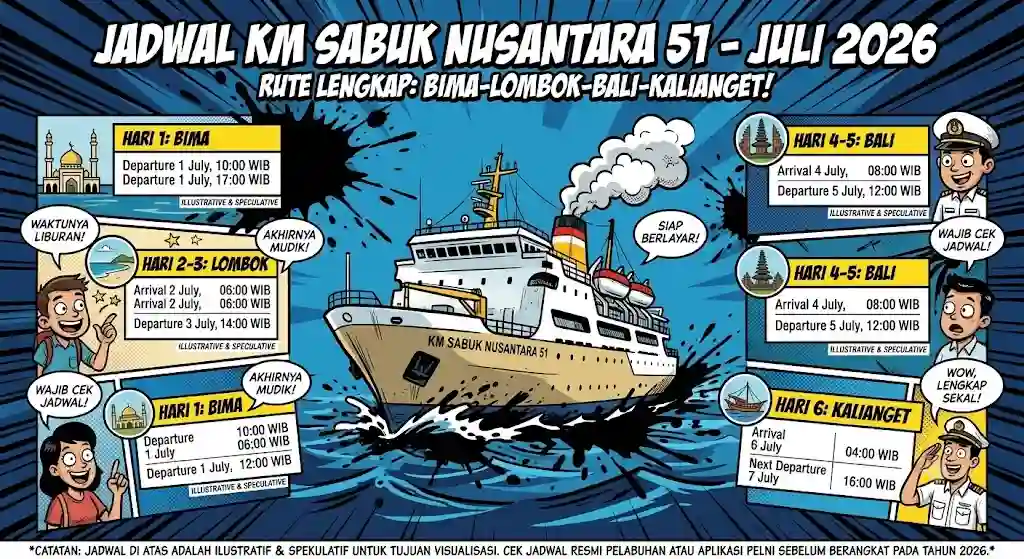 Jadwal KM Sabuk Nusantara 51 Juli 2026, Rute Bima-Lombok-Bali-Kalianget Lengkap!